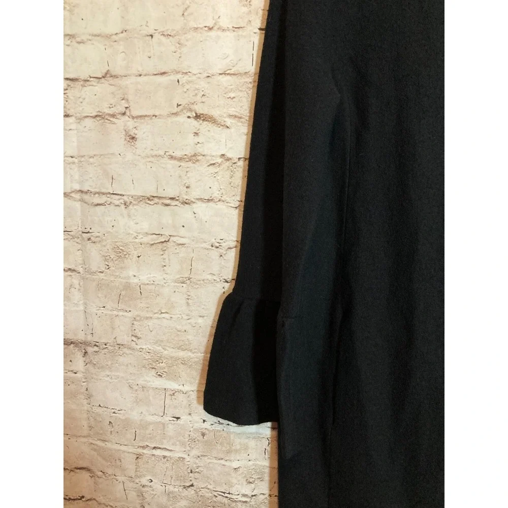Nanette Lepore Boiled Wool Pea Coat Womens Small Black Bell Sleeve Button‎ Front
